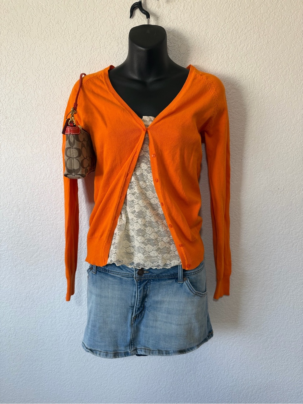 Zara Orange V-Neck Button Cardigan